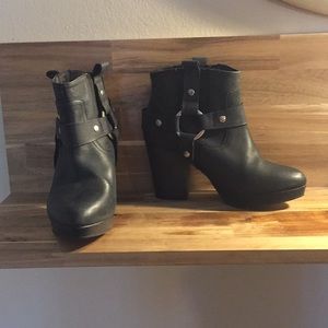 Top shop harness leather motorcycle ankle boots